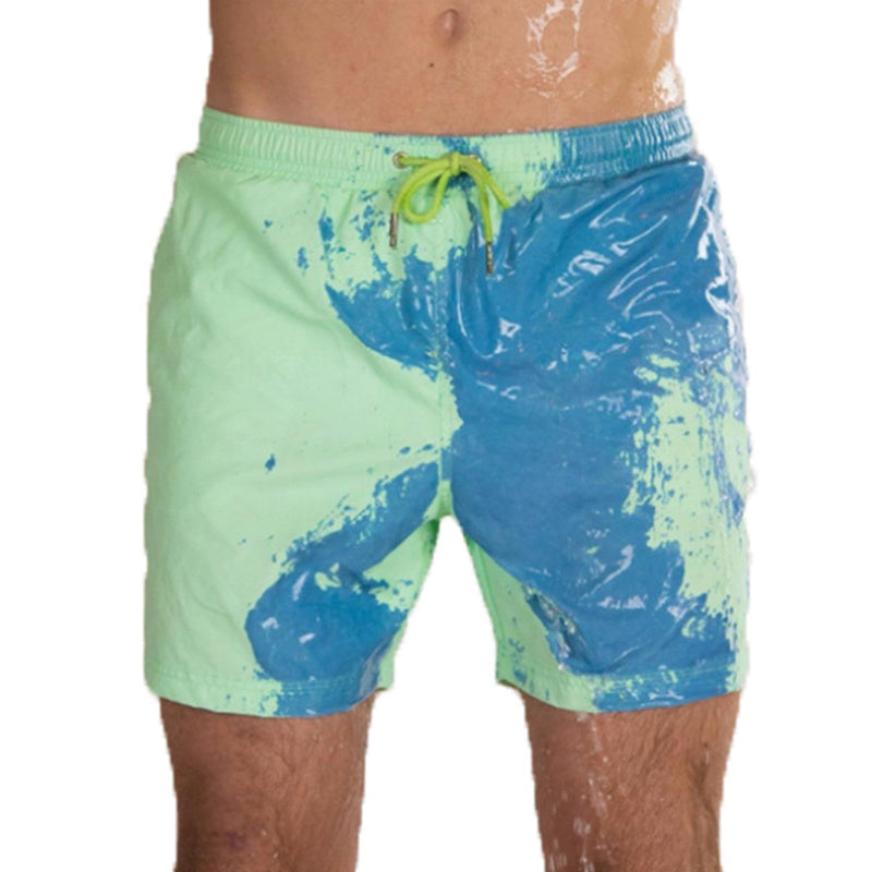 Men's Magic Color-Changing Beach Shorts – Quick-Dry Swim Trunks