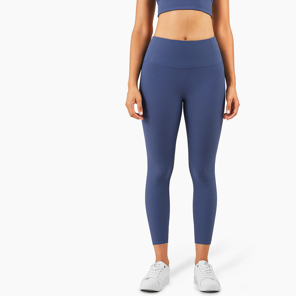 Women's Ribbed High-Waist Yoga Pants – Nude Peach Fitness Leggings