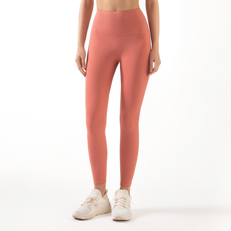 Women's Ribbed High-Waist Yoga Pants – Nude Peach Fitness Leggings