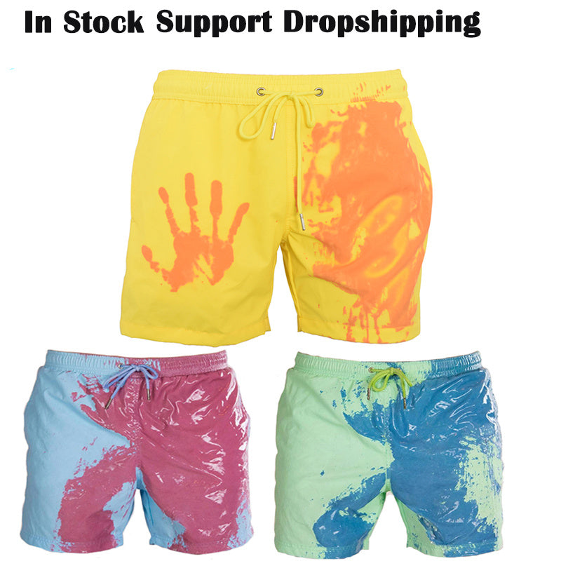 Men's Magic Color-Changing Beach Shorts – Quick-Dry Swim Trunks