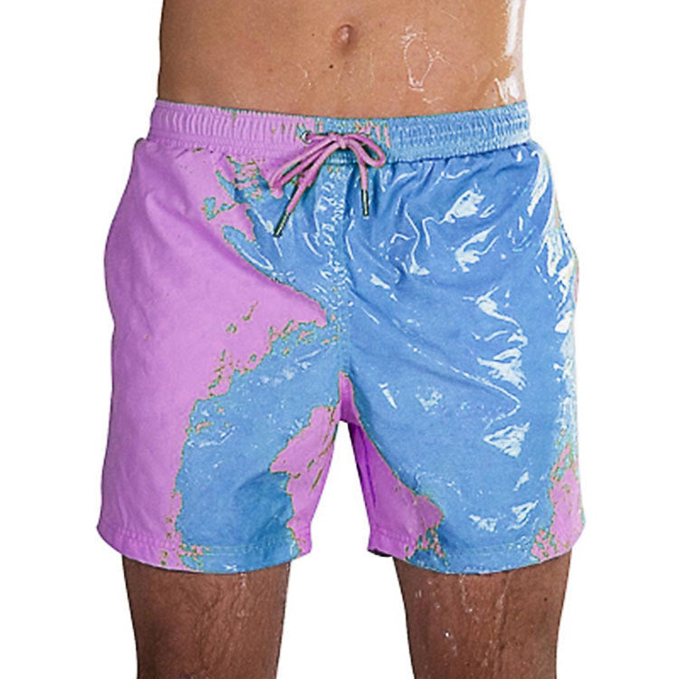 Men's Magic Color-Changing Beach Shorts – Quick-Dry Swim Trunks
