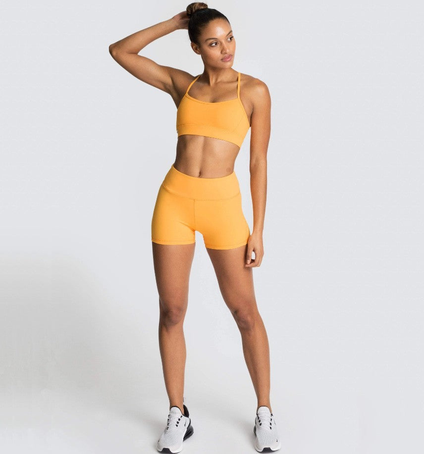 Women's Knitted Yoga Outfit – Sexy Sports Bra & Shorts Set