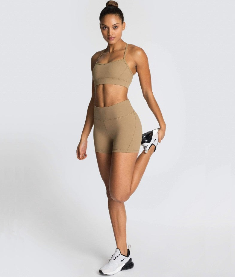 Women's Knitted Yoga Outfit – Sexy Sports Bra & Shorts Set