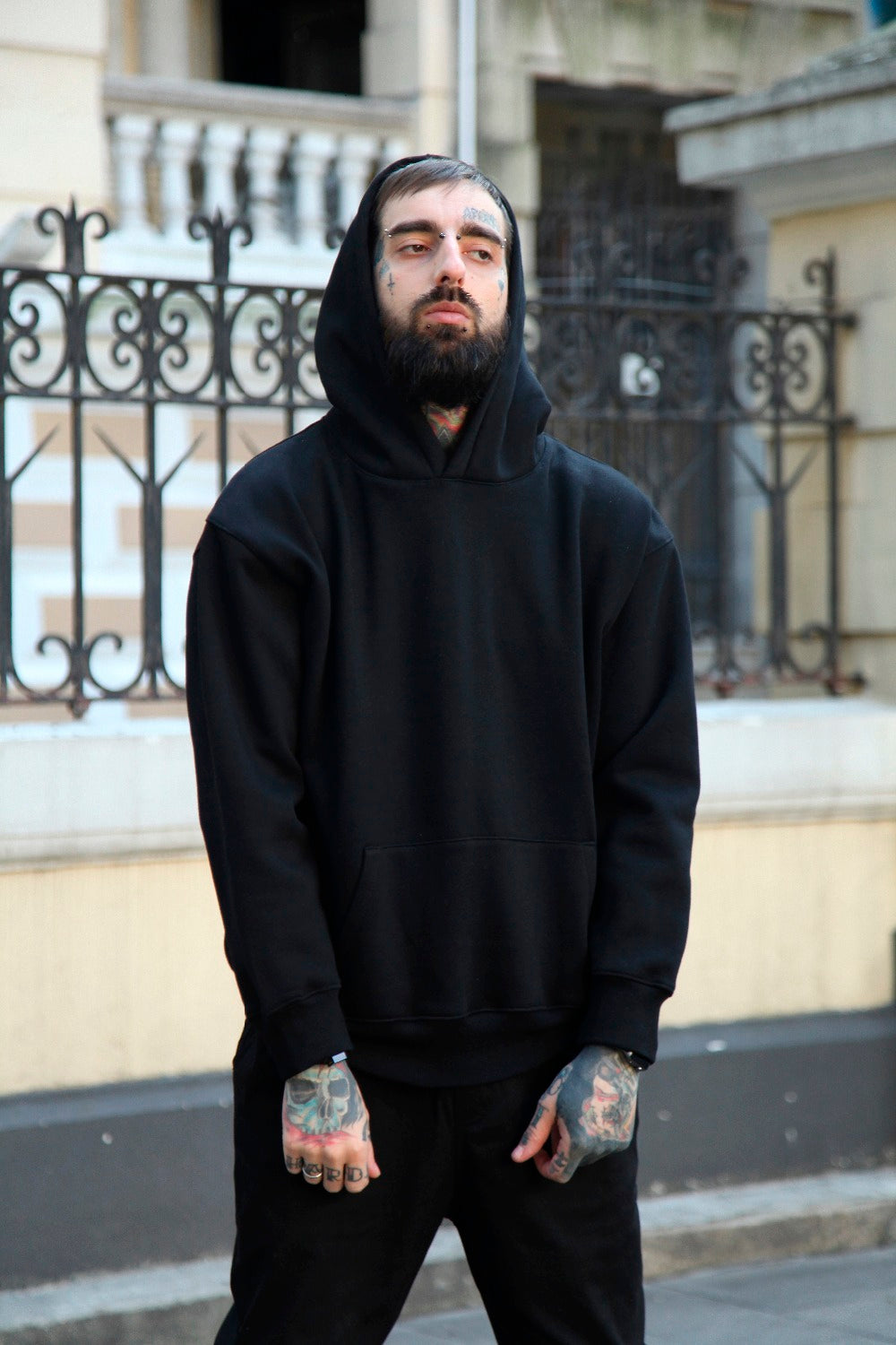 Men's Oversized Camel Hooded Sweater - Street Style Silhouette