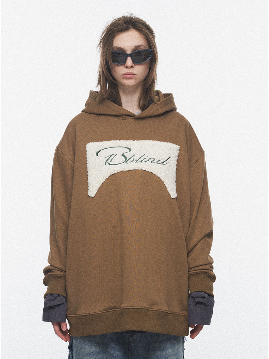 Vintage Oversized Sherpa Hoodie with Embroidered Details