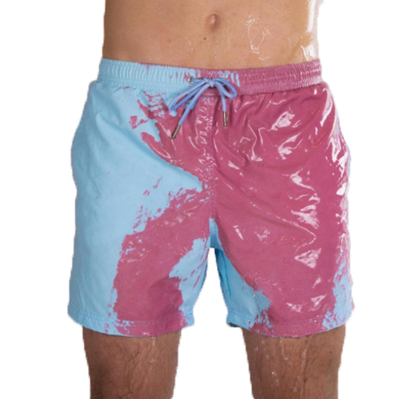 Men's Magic Color-Changing Beach Shorts – Quick-Dry Swim Trunks