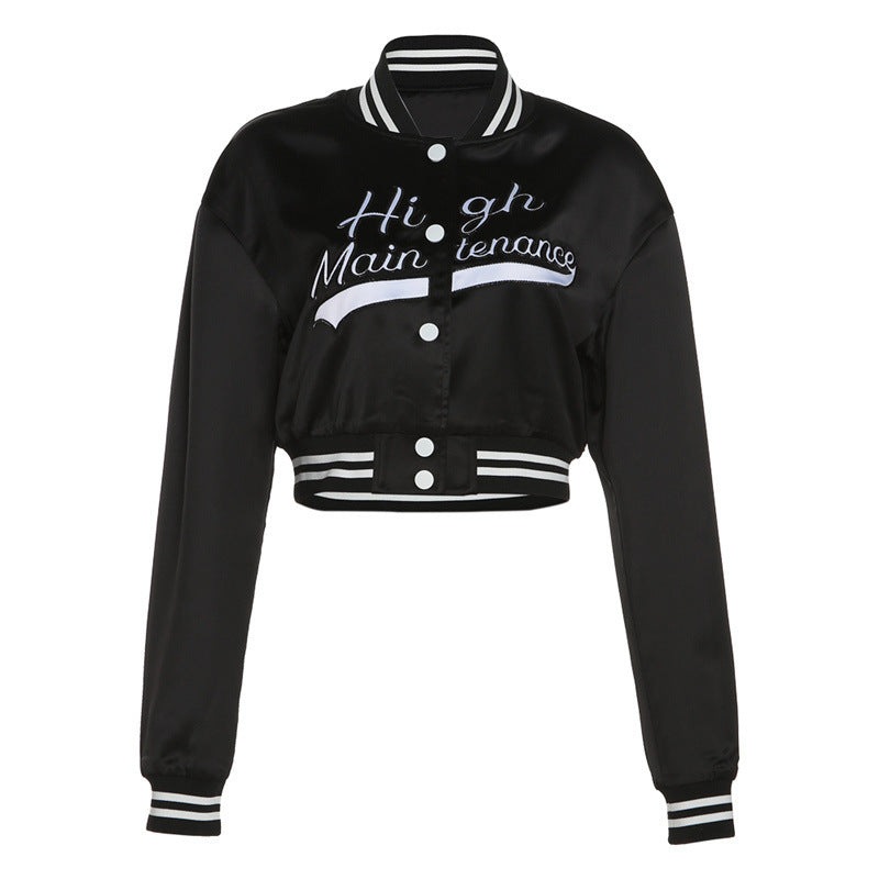 Women's Blue Printed Casual Jacket – Trendy Streetwear Coat