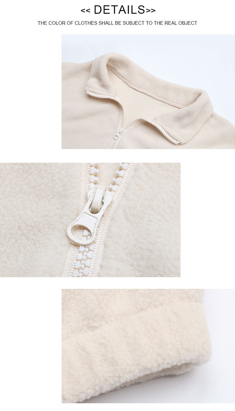 Women's Solid Color Polar Fleece Jacket – Warm & Soft