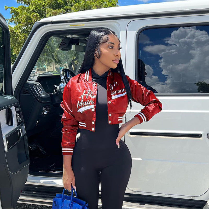 Women's Blue Printed Casual Jacket – Trendy Streetwear Coat