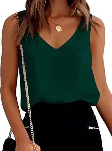 Women's V-Neck Summer Cami Blouse – Loose Fit Sleeveless Tank