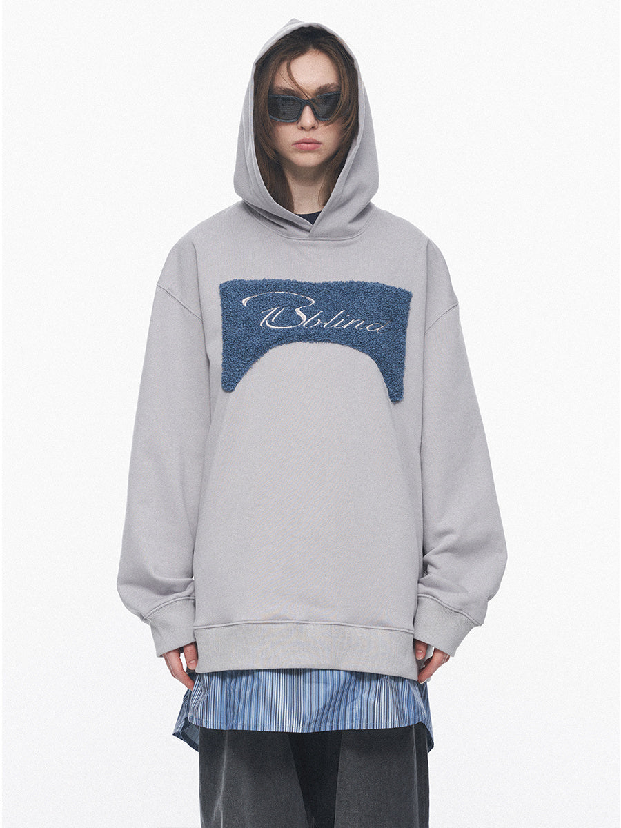 Vintage Oversized Sherpa Hoodie with Embroidered Details
