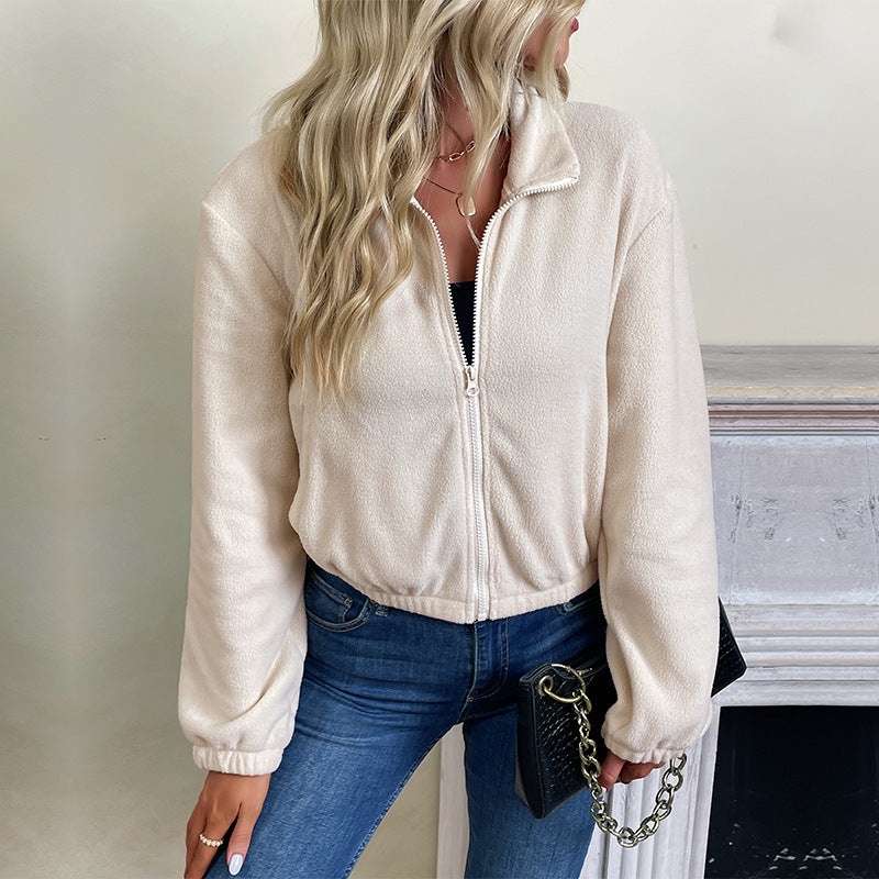 Women's Solid Color Polar Fleece Jacket – Warm & Soft