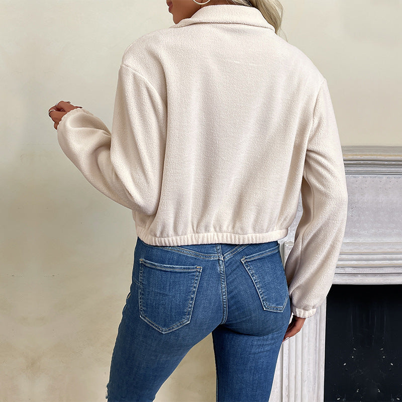 Women's Solid Color Polar Fleece Jacket – Warm & Soft