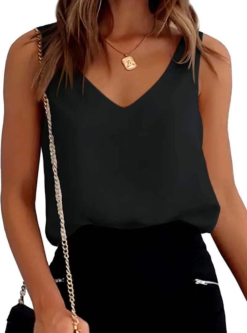 Women's V-Neck Summer Cami Blouse – Loose Fit Sleeveless Tank