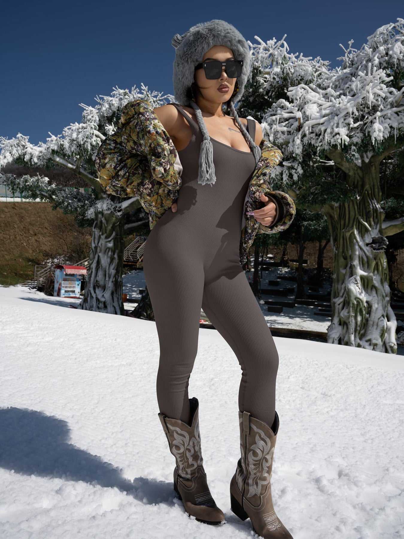 Women's Suspender Tank Top – Slim Fit Tights Set