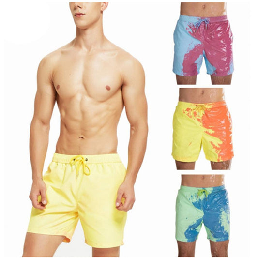 Men's Magic Color-Changing Beach Shorts – Quick-Dry Swim Trunks
