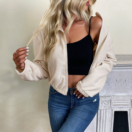 Women's Solid Color Polar Fleece Jacket – Warm & Soft