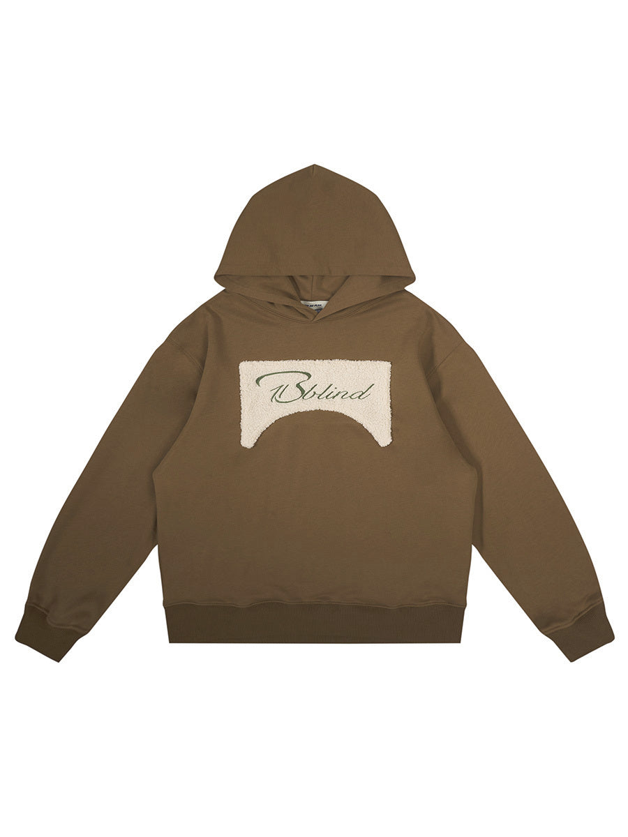 Vintage Oversized Sherpa Hoodie with Embroidered Details