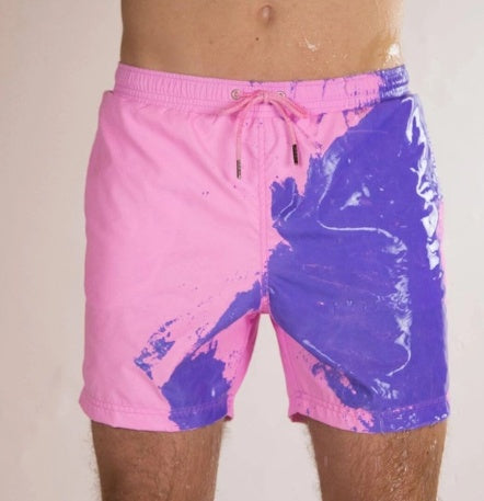 Men's Magic Color-Changing Beach Shorts – Quick-Dry Swim Trunks
